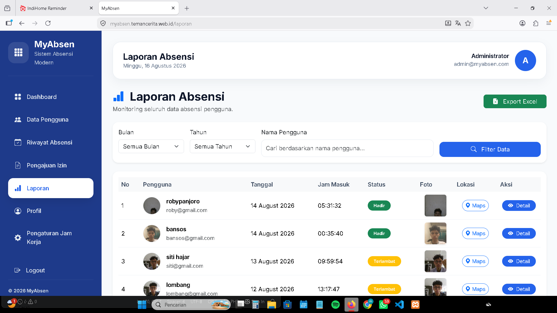 Screenshot MyAbsen